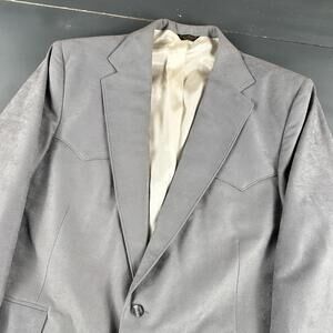 VTG Pagano West Blazer Men 48L Silver Sueded Polyester El Paso USA NWT